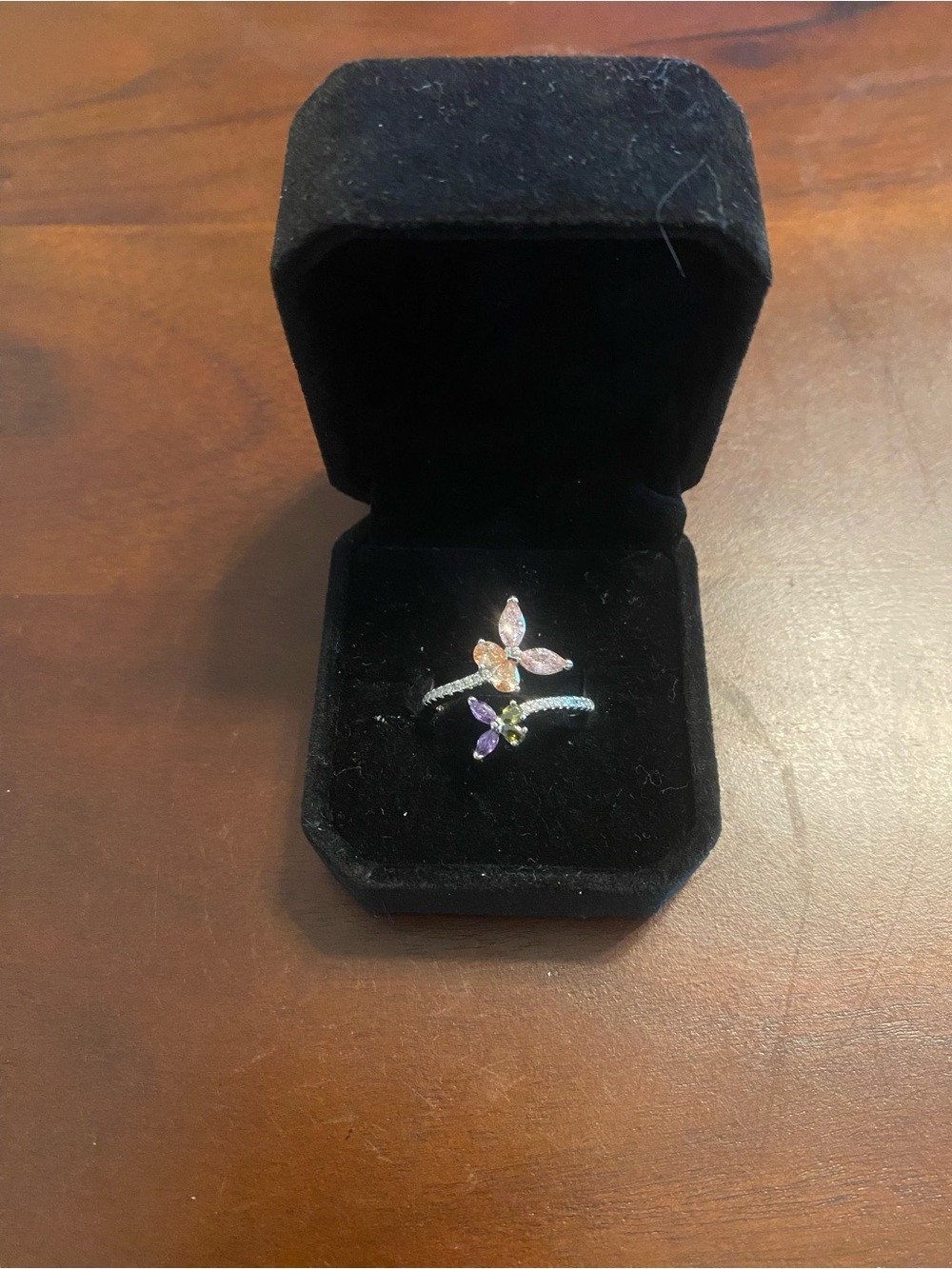 Butterfly CZs Sterling Ring - Pink & Purple